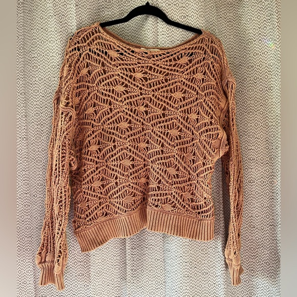 Elan Lena Wide Neck Chunky Knit Crochet Sweater Size Small To Large - Picture 3 of 7